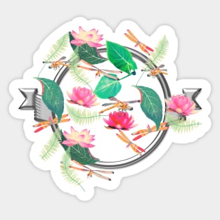 Dragonflies and Lotus Flowers Sticker